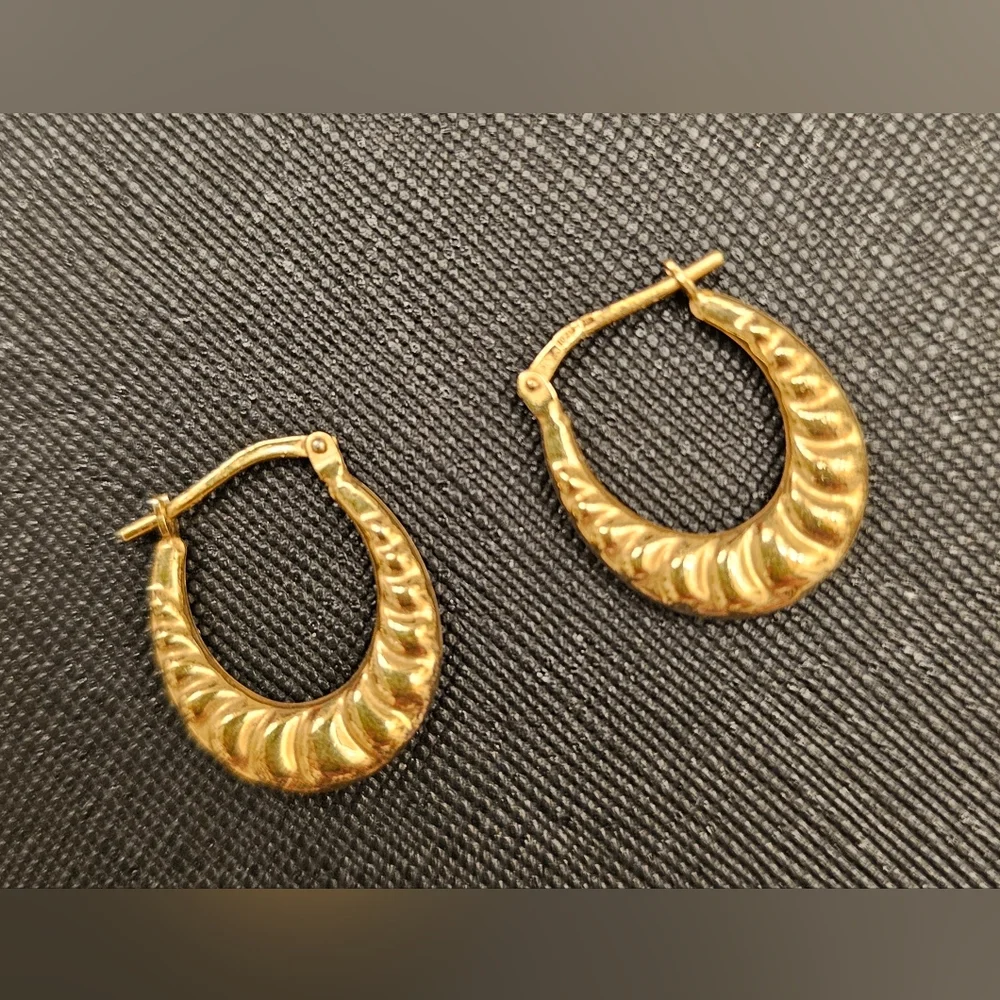 Gold Tone Hoop Earrings with Crystal Accents - Women Jewelry - Picture 2 of 3